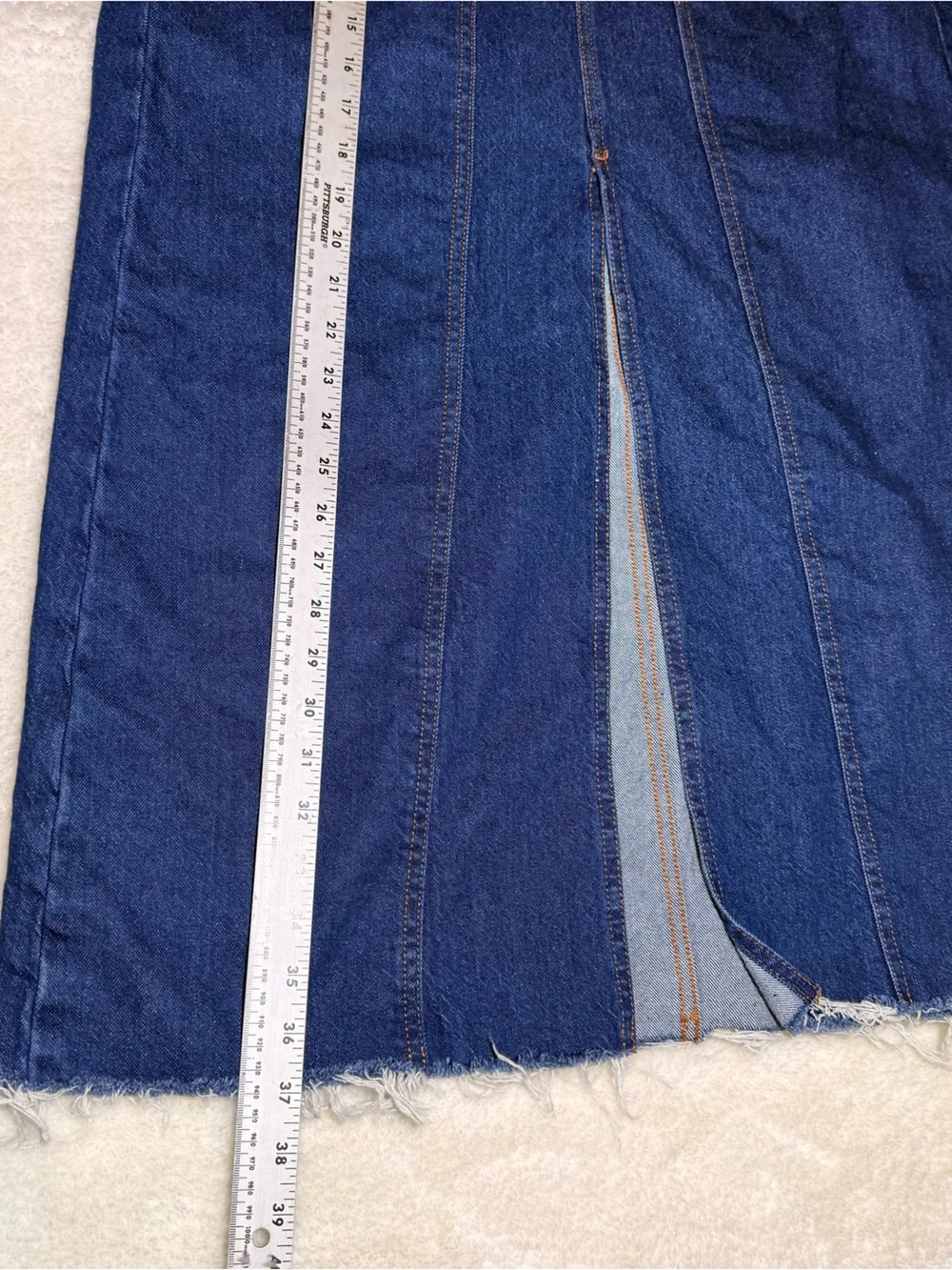 Loft Denim Utility Maxi Skirt Western Carpenter Boho Front Slit Women’s size 6